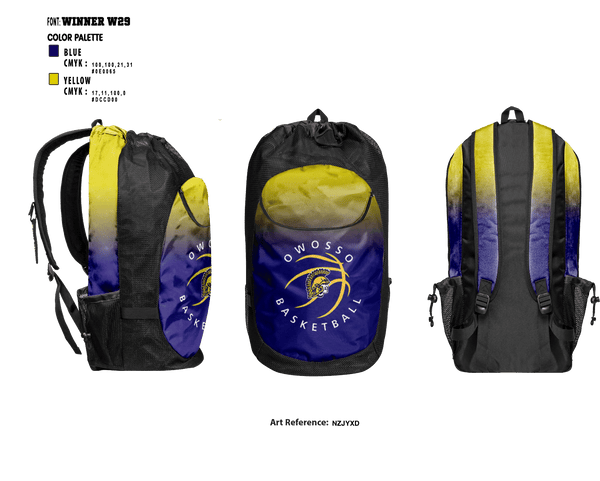 Gear Bag, Owosso High School Basketball, Men's Basketball, Teamtime, Team time, sublimation, custom sports apparel, team uniforms, spirit wear, spiritwear, sports uniforms, custom shirts, team store, custom team store, fundraiser sports, apparel fundraiser