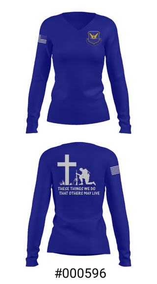 Women's Long Sleeve Vneck Shirt, , Air Force, Teamtime, Team time, sublimation, custom sports apparel, team uniforms, spirit wear, spiritwear, sports uniforms, custom shirts, team store, custom team store, fundraiser sports, apparel fundraiser
