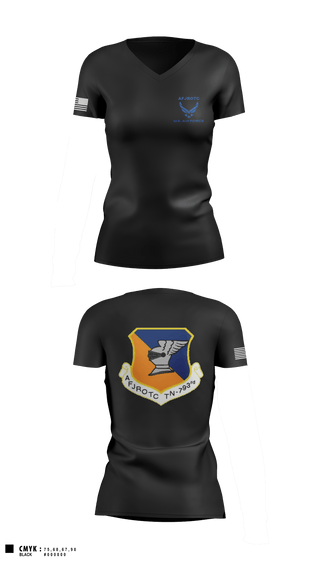 Women's Short Sleeve Vneck Shirt, WBHS AFJROTC, Air Force, Teamtime, Team time, sublimation, custom sports apparel, team uniforms, spirit wear, spiritwear, sports uniforms, custom shirts, team store, custom team store, fundraiser sports, apparel fundraiser
