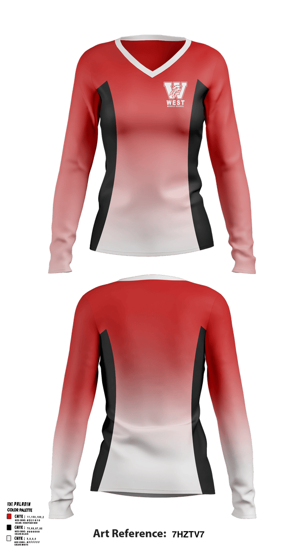 Women's Long Sleeve Vneck Shirt, West Middle School Cheer, Cheer, Teamtime, Team time, sublimation, custom sports apparel, team uniforms, spirit wear, spiritwear, sports uniforms, custom shirts, team store, custom team store, fundraiser sports, apparel fundraiser