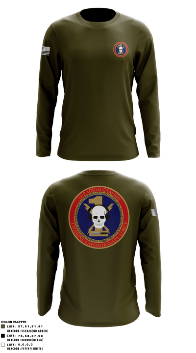 1st Radio Battalion 60701373 Long Sleeve Performance Shirt - 1