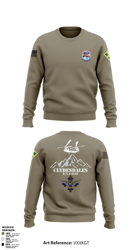 Crew Neck Sweatshirt, B co. 2-4 GSAB, Army, Teamtime, Team time, sublimation, custom sports apparel, team uniforms, spirit wear, spiritwear, sports uniforms, custom shirts, team store, custom team store, fundraiser sports, apparel fundraiser