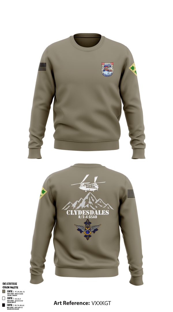 Crew Neck Sweatshirt, B co. 2-4 GSAB, Army, Teamtime, Team time, sublimation, custom sports apparel, team uniforms, spirit wear, spiritwear, sports uniforms, custom shirts, team store, custom team store, fundraiser sports, apparel fundraiser