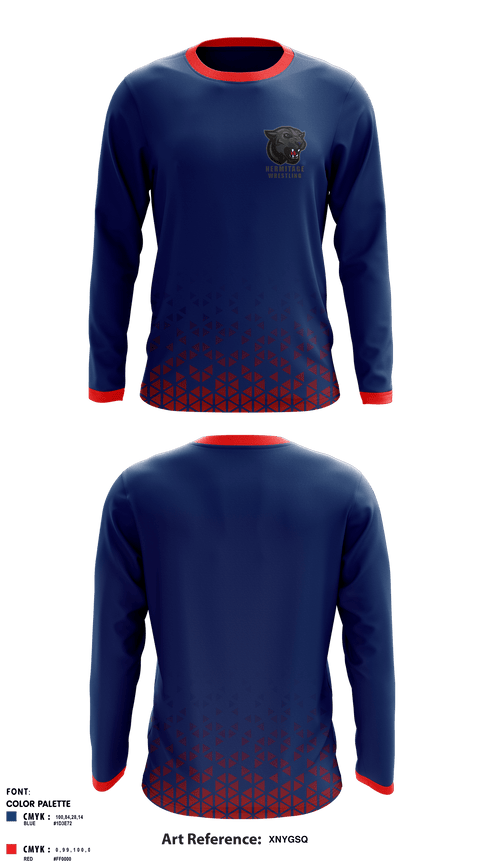 Long Sleeve Rash Guard Shirt, Hermitage High School Wrestling, Wrestling, Teamtime, Team time, sublimation, custom sports apparel, team uniforms, spirit wear, spiritwear, sports uniforms, custom shirts, team store, custom team store, fundraiser sports, apparel fundraiser
