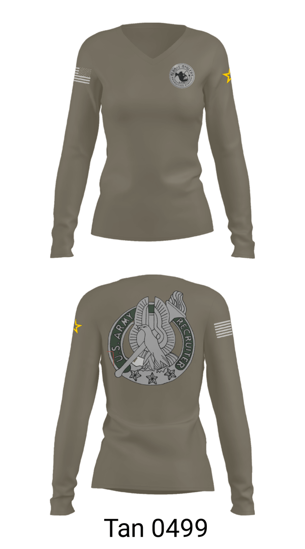 Women's Long Sleeve Vneck Shirt, , Army, Teamtime, Team time, sublimation, custom sports apparel, team uniforms, spirit wear, spiritwear, sports uniforms, custom shirts, team store, custom team store, fundraiser sports, apparel fundraiser