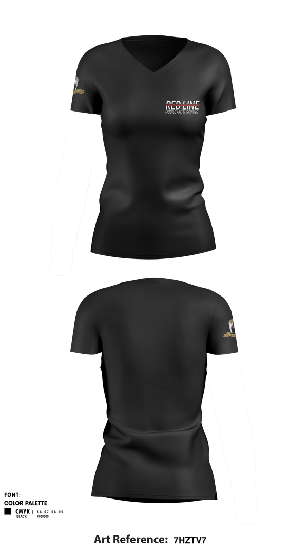Women's Short Sleeve Vneck Shirt, Red Line Mobile Axe Throwing, , Teamtime, Team time, sublimation, custom sports apparel, team uniforms, spirit wear, spiritwear, sports uniforms, custom shirts, team store, custom team store, fundraiser sports, apparel fundraiser