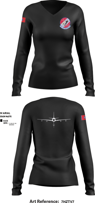 Women's Long Sleeve Vneck Shirt, 151st Air Refueling Squadron, Air Force, Teamtime, Team time, sublimation, custom sports apparel, team uniforms, spirit wear, spiritwear, sports uniforms, custom shirts, team store, custom team store, fundraiser sports, apparel fundraiser