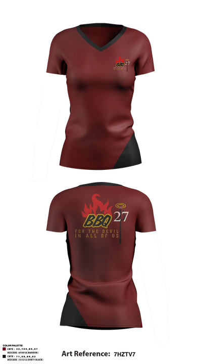 BBQ 27 11740732 Women's Short Sleeve V-neck Shirt - 1