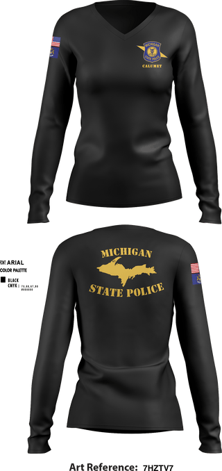 Women's Long Sleeve Vneck Shirt, , Police, Teamtime, Team time, sublimation, custom sports apparel, team uniforms, spirit wear, spiritwear, sports uniforms, custom shirts, team store, custom team store, fundraiser sports, apparel fundraiser
