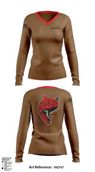 Women's Long Sleeve Vneck Shirt, , Army, Teamtime, Team time, sublimation, custom sports apparel, team uniforms, spirit wear, spiritwear, sports uniforms, custom shirts, team store, custom team store, fundraiser sports, apparel fundraiser