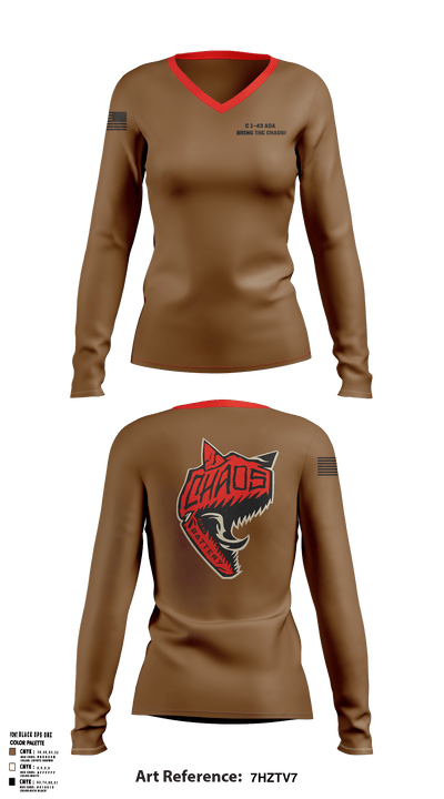 C 1-43 ADA 26758454 Women's Long Sleeve V-neck Shirt - 10