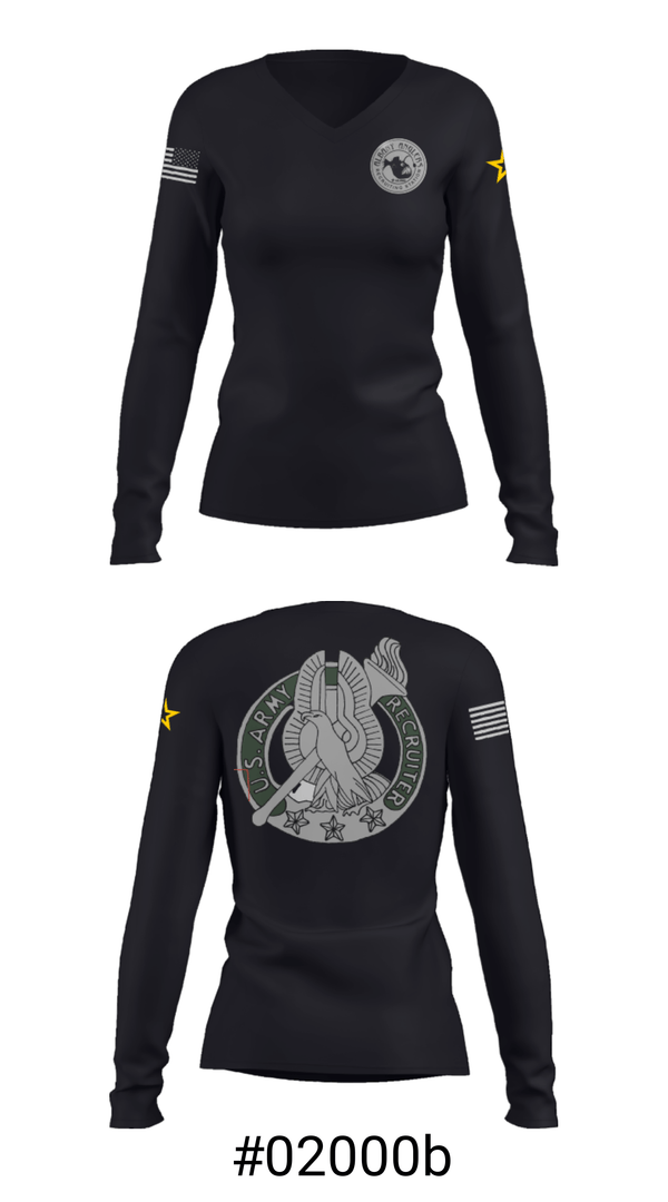 Women's Long Sleeve Vneck Shirt, , Army, Teamtime, Team time, sublimation, custom sports apparel, team uniforms, spirit wear, spiritwear, sports uniforms, custom shirts, team store, custom team store, fundraiser sports, apparel fundraiser