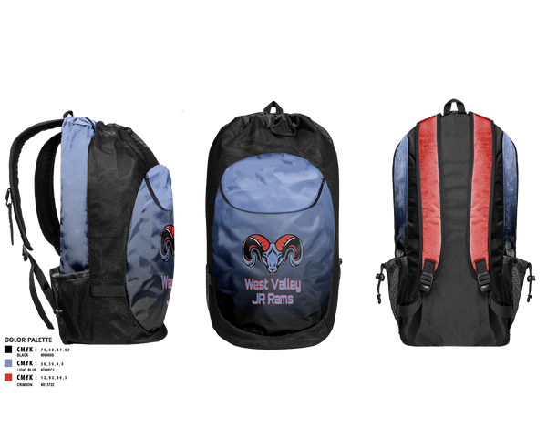 Gear Bag, West Valley JR Rams, Football, Teamtime, Team time, sublimation, custom sports apparel, team uniforms, spirit wear, spiritwear, sports uniforms, custom shirts, team store, custom team store, fundraiser sports, apparel fundraiser