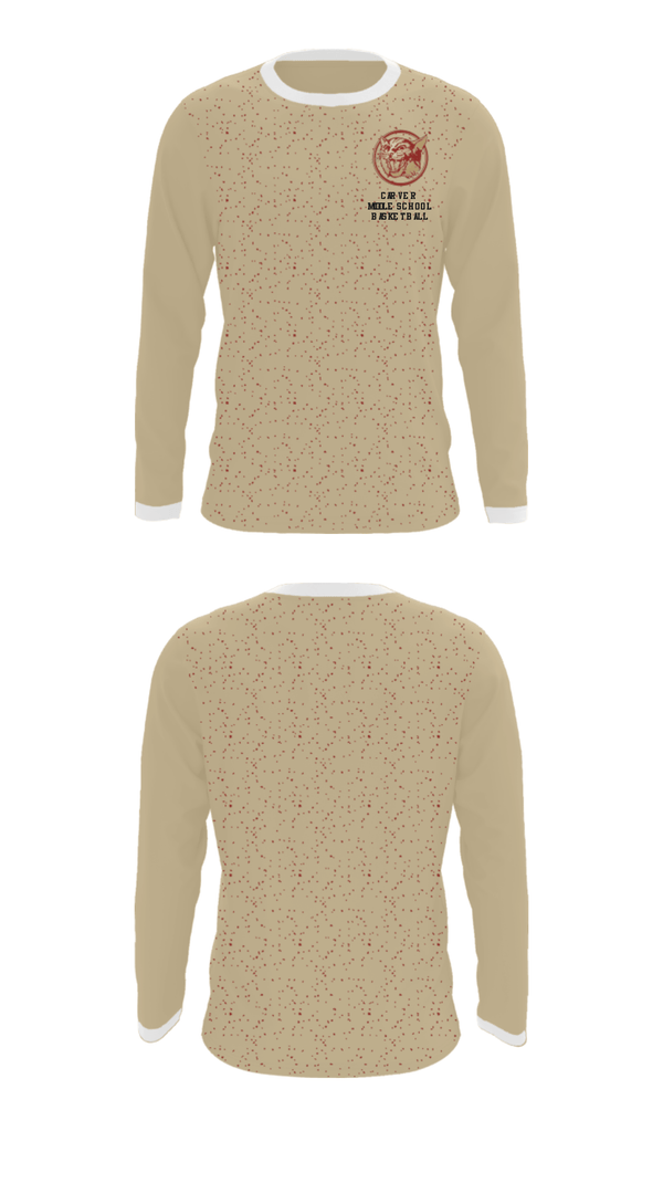 Long Sleeve Performance Shirt, Carver Middle School Basketball, Men's Basketball, Teamtime, Team time, sublimation, custom sports apparel, team uniforms, spirit wear, spiritwear, sports uniforms, custom shirts, team store, custom team store, fundraiser sports, apparel fundraiser