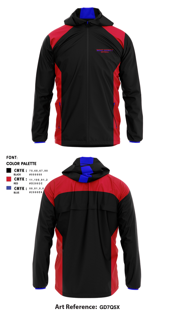 Windbreaker, West County Softball Association, Softball, Teamtime, Team time, sublimation, custom sports apparel, team uniforms, spirit wear, spiritwear, sports uniforms, custom shirts, team store, custom team store, fundraiser sports, apparel fundraiser
