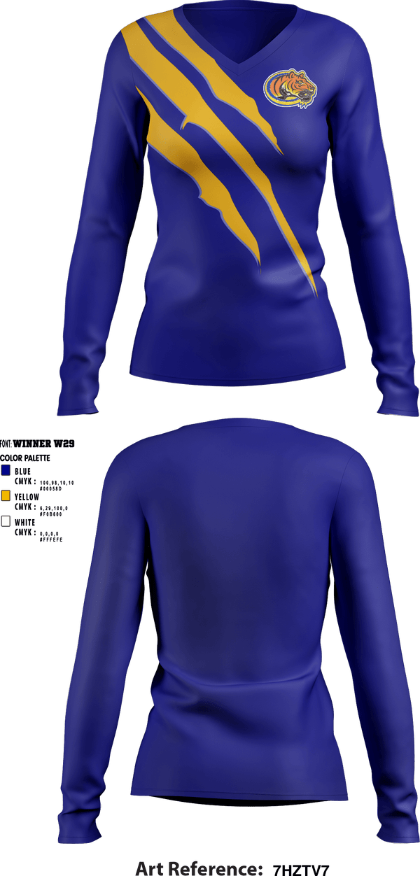 Women's Long Sleeve Vneck Shirt, Clewiston Middle School, Spirit Store, Teamtime, Team time, sublimation, custom sports apparel, team uniforms, spirit wear, spiritwear, sports uniforms, custom shirts, team store, custom team store, fundraiser sports, apparel fundraiser