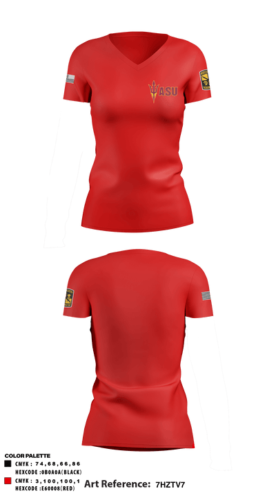ASU ARMY ROTC 63984881 Women's Short Sleeve V-neck Shirt - 2