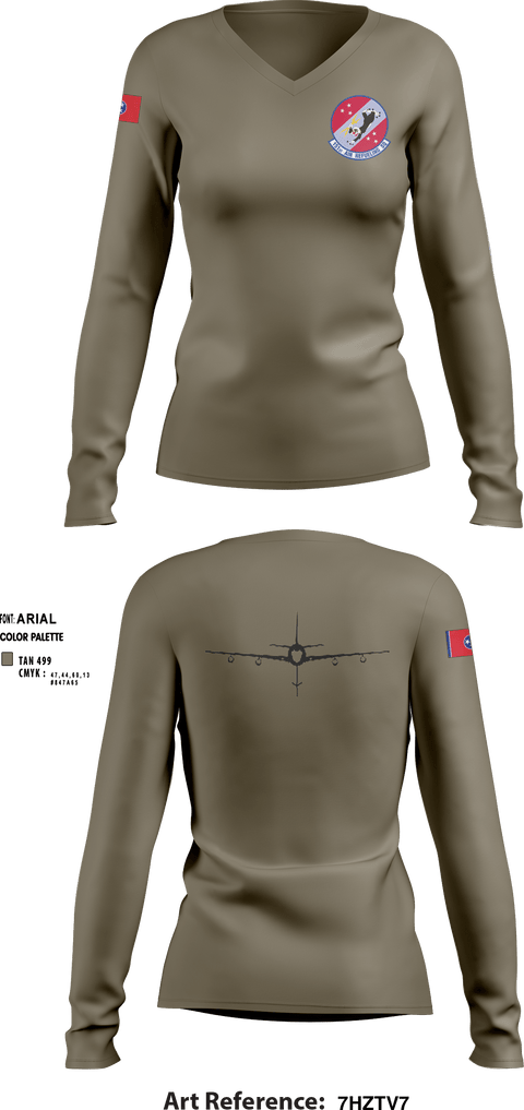 Women's Long Sleeve Vneck Shirt, 151st Air Refueling Squadron, Air Force, Teamtime, Team time, sublimation, custom sports apparel, team uniforms, spirit wear, spiritwear, sports uniforms, custom shirts, team store, custom team store, fundraiser sports, apparel fundraiser