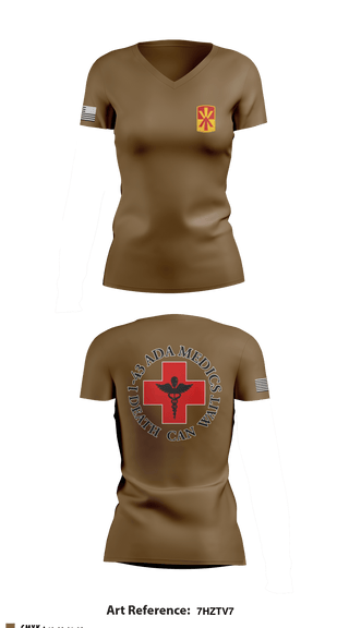 Women's Short Sleeve Vneck Shirt, Medics, 1-43 ADA, Army, Teamtime, Team time, sublimation, custom sports apparel, team uniforms, spirit wear, spiritwear, sports uniforms, custom shirts, team store, custom team store, fundraiser sports, apparel fundraiser