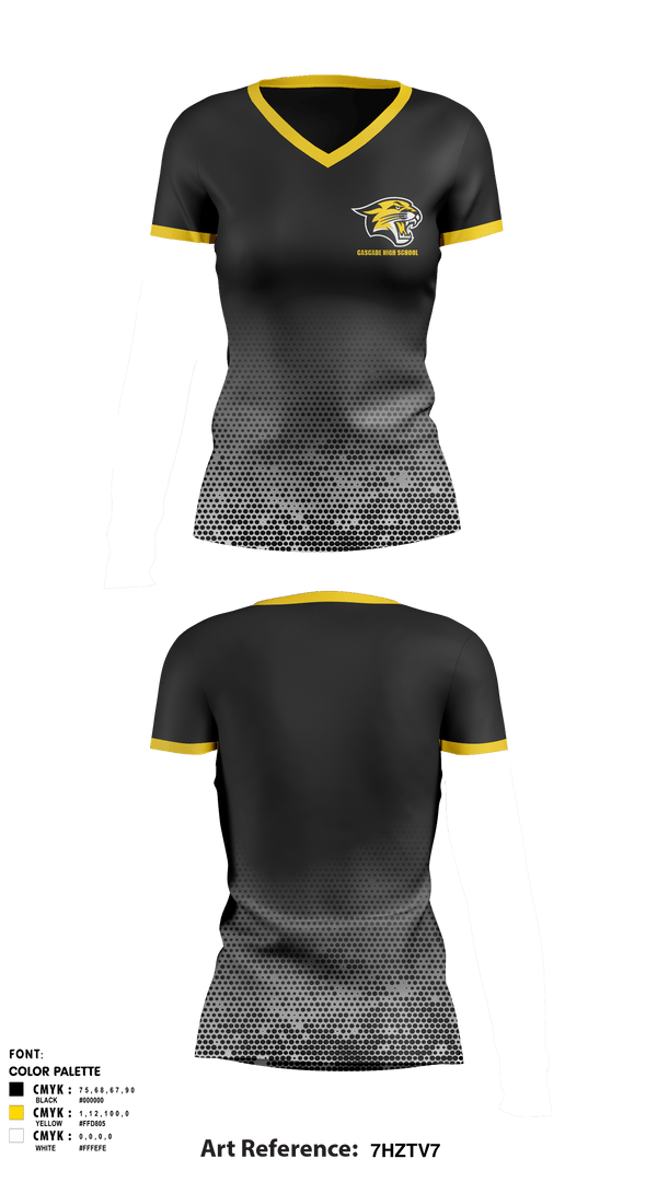 Women's Short Sleeve Vneck Shirt, Cascade High School, Spirit Store, Teamtime, Team time, sublimation, custom sports apparel, team uniforms, spirit wear, spiritwear, sports uniforms, custom shirts, team store, custom team store, fundraiser sports, apparel fundraiser