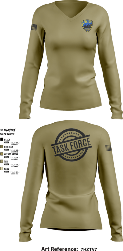 Crime Reduction Task Force 47911352 Women's Long Sleeve V-neck Shirt - 4