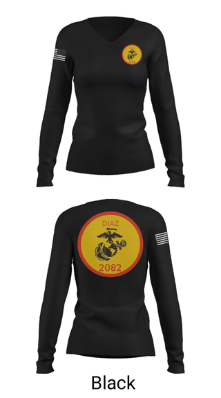 Women's Long Sleeve Vneck Shirt, , Marines, Teamtime, Team time, sublimation, custom sports apparel, team uniforms, spirit wear, spiritwear, sports uniforms, custom shirts, team store, custom team store, fundraiser sports, apparel fundraiser