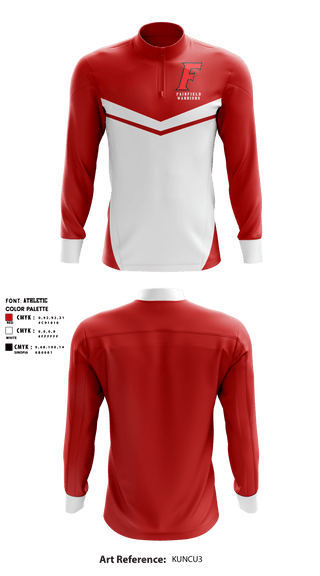Quarter Zip Jacket, Fairfield Warriors, Spirit Store, Teamtime, Team time, sublimation, custom sports apparel, team uniforms, spirit wear, spiritwear, sports uniforms, custom shirts, team store, custom team store, fundraiser sports, apparel fundraiser