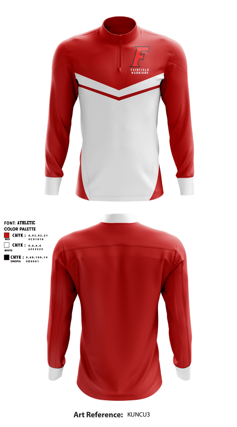 Quarter Zip Jacket, Fairfield Warriors, Spirit Store, Teamtime, Team time, sublimation, custom sports apparel, team uniforms, spirit wear, spiritwear, sports uniforms, custom shirts, team store, custom team store, fundraiser sports, apparel fundraiser