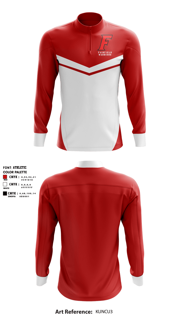 Quarter Zip Jacket, Fairfield Warriors, Spirit Store, Teamtime, Team time, sublimation, custom sports apparel, team uniforms, spirit wear, spiritwear, sports uniforms, custom shirts, team store, custom team store, fundraiser sports, apparel fundraiser