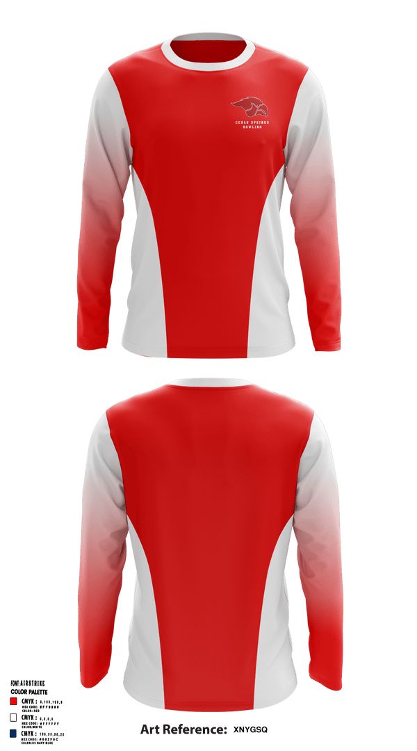 Long Sleeve Performance Shirt, Cedar Springs High School Bowling, Bowling, Teamtime, Team time, sublimation, custom sports apparel, team uniforms, spirit wear, spiritwear, sports uniforms, custom shirts, team store, custom team store, fundraiser sports, apparel fundraiser