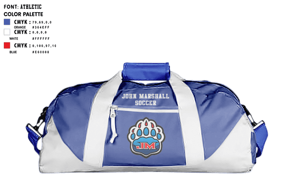 Duffle Bag, John Marshall Soccer, Men's Soccer, Teamtime, Team time, sublimation, custom sports apparel, team uniforms, spirit wear, spiritwear, sports uniforms, custom shirts, team store, custom team store, fundraiser sports, apparel fundraiser