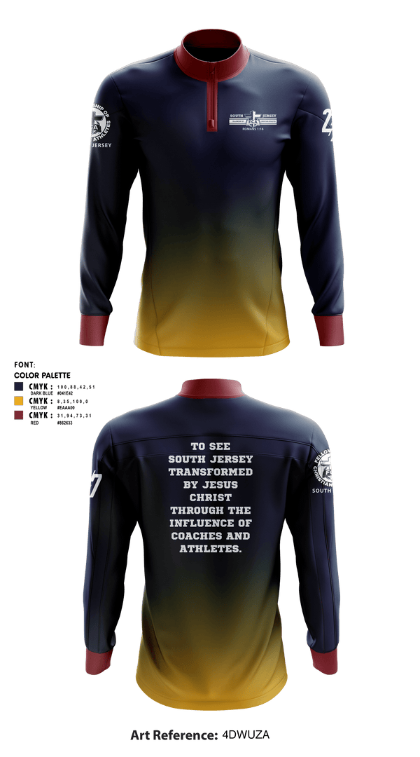 Quarter Zip Jacket, FCA ( Fellowship of Christian Athletes ) South Jersey, Spirit Store, Teamtime, Team time, sublimation, custom sports apparel, team uniforms, spirit wear, spiritwear, sports uniforms, custom shirts, team store, custom team store, fundraiser sports, apparel fundraiser