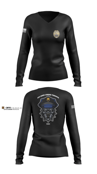 Women's Long Sleeve Vneck Shirt, PMO, Marines, Teamtime, Team time, sublimation, custom sports apparel, team uniforms, spirit wear, spiritwear, sports uniforms, custom shirts, team store, custom team store, fundraiser sports, apparel fundraiser