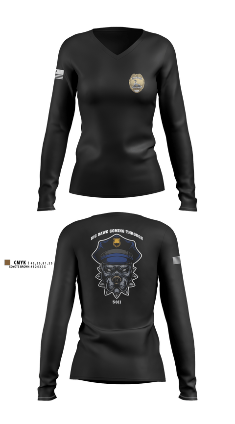 Women's Long Sleeve Vneck Shirt, PMO, Marines, Teamtime, Team time, sublimation, custom sports apparel, team uniforms, spirit wear, spiritwear, sports uniforms, custom shirts, team store, custom team store, fundraiser sports, apparel fundraiser