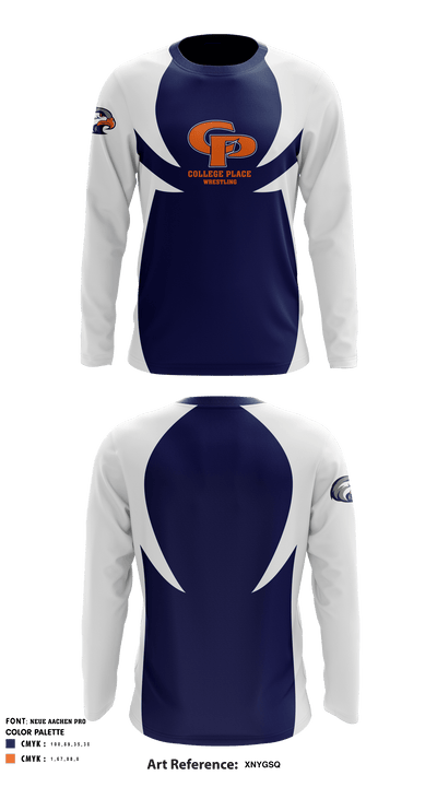 College Place High School Wrestling 47921319 Long Sleeve Rash Guard Shirt - 2