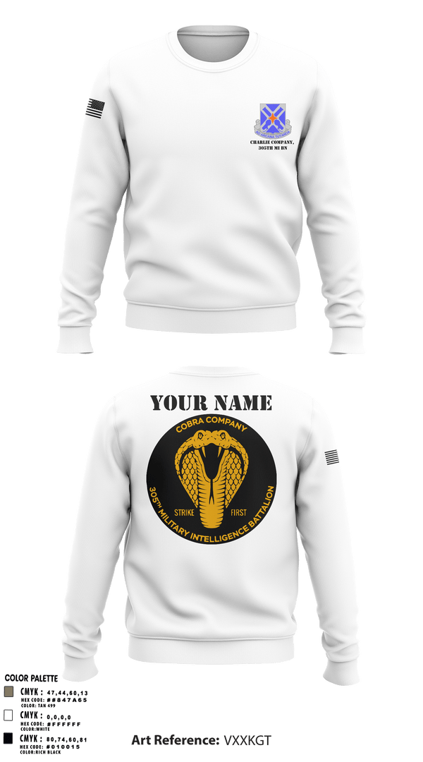 Crew Neck Sweatshirt, Charlie Company, 305th MI BN, , Teamtime, Team time, sublimation, custom sports apparel, team uniforms, spirit wear, spiritwear, sports uniforms, custom shirts, team store, custom team store, fundraiser sports, apparel fundraiser