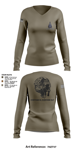 Women's Long Sleeve Vneck Shirt, 3rd SFAB, Army, Teamtime, Team time, sublimation, custom sports apparel, team uniforms, spirit wear, spiritwear, sports uniforms, custom shirts, team store, custom team store, fundraiser sports, apparel fundraiser