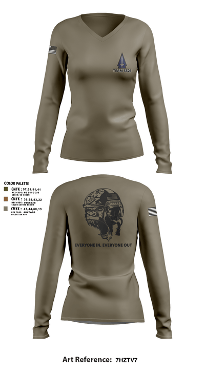 3rd SFAB 14346541 Women's Long Sleeve V-neck Shirt - 3