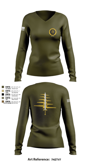 Women's Long Sleeve Vneck Shirt, , Army, Teamtime, Team time, sublimation, custom sports apparel, team uniforms, spirit wear, spiritwear, sports uniforms, custom shirts, team store, custom team store, fundraiser sports, apparel fundraiser