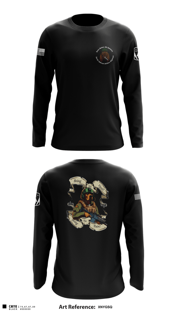 Long Sleeve Performance Shirt, Bravo Battery, 4th Battalion, 3rd Air Defense Artillery Regiment, Army, Teamtime, Team time, sublimation, custom sports apparel, team uniforms, spirit wear, spiritwear, sports uniforms, custom shirts, team store, custom team store, fundraiser sports, apparel fundraiser