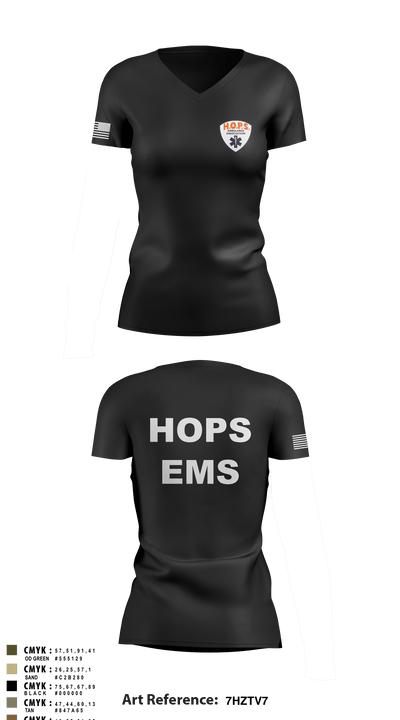HOPS EMS 88989109 Women's Short Sleeve V-neck Shirt - 1