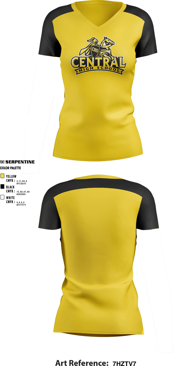 Women's Short Sleeve Vneck Shirt, Central High School, School Spirit Store, Teamtime, Team time, sublimation, custom sports apparel, team uniforms, spirit wear, spiritwear, sports uniforms, custom shirts, team store, custom team store, fundraiser sports, apparel fundraiser