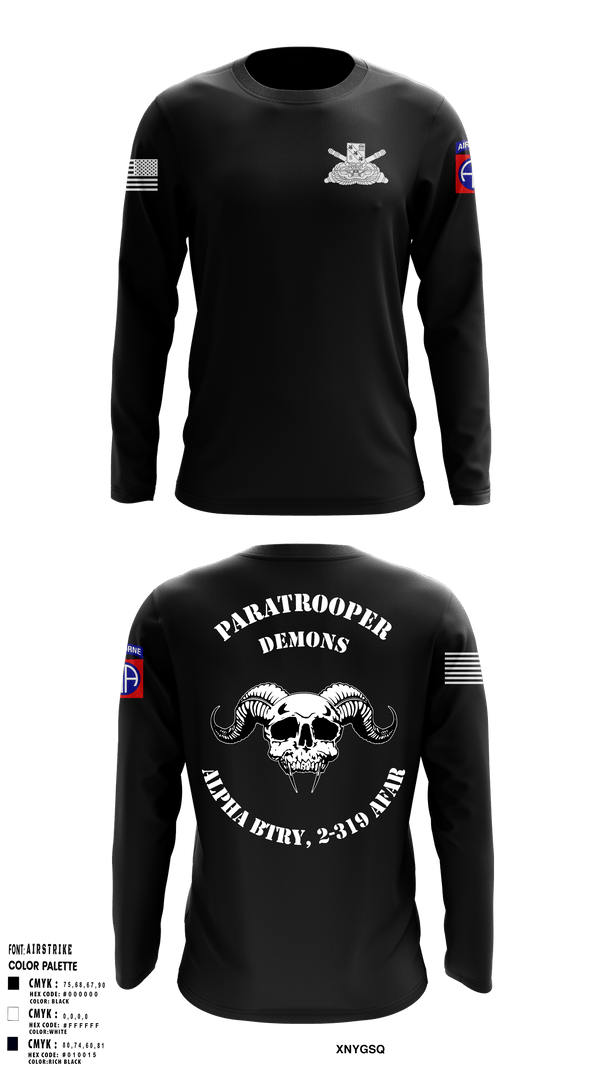 Long Sleeve Performance Shirt, ALPHA BTRY, 2-319th AFAR, Army, Teamtime, Team time, sublimation, custom sports apparel, team uniforms, spirit wear, spiritwear, sports uniforms, custom shirts, team store, custom team store, fundraiser sports, apparel fundraiser