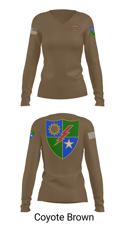 75 Ranger Regiment. 4790927 Women's Long Sleeve V-neck Shirt - 38