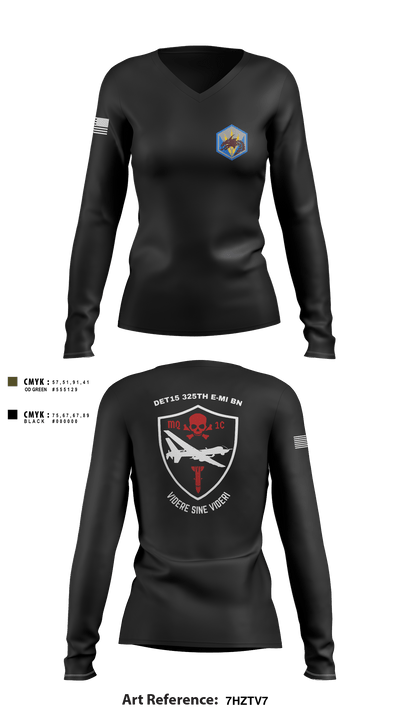 DET 15 325th EMIB 30481521 Women's Long Sleeve V-neck Shirt - 2