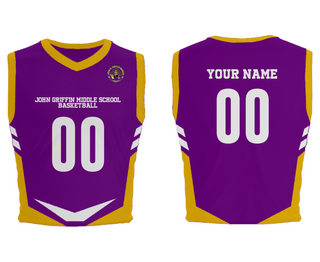 Mens Basketball Jersey, John Griffin Middle School Basketball, Men's Basketball, Teamtime, Team time, sublimation, custom sports apparel, team uniforms, spirit wear, spiritwear, sports uniforms, custom shirts, team store, custom team store, fundraiser sports, apparel fundraiser