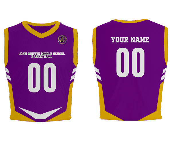 Mens Basketball Jersey, John Griffin Middle School Basketball, Men's Basketball, Teamtime, Team time, sublimation, custom sports apparel, team uniforms, spirit wear, spiritwear, sports uniforms, custom shirts, team store, custom team store, fundraiser sports, apparel fundraiser