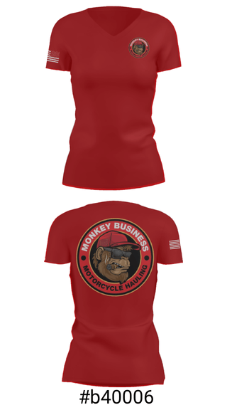 Women's Short Sleeve Vneck Shirt, Monkey Business Motorcycle Hauling, , Teamtime, Team time, sublimation, custom sports apparel, team uniforms, spirit wear, spiritwear, sports uniforms, custom shirts, team store, custom team store, fundraiser sports, apparel fundraiser