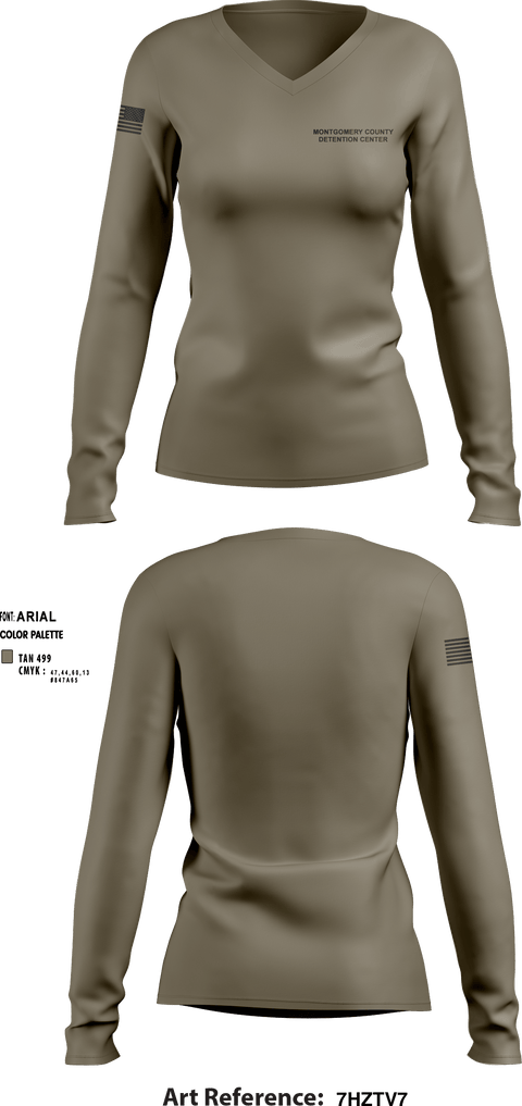 Women's Long Sleeve Vneck Shirt, Montgomery County Detention Center, Police, Teamtime, Team time, sublimation, custom sports apparel, team uniforms, spirit wear, spiritwear, sports uniforms, custom shirts, team store, custom team store, fundraiser sports, apparel fundraiser