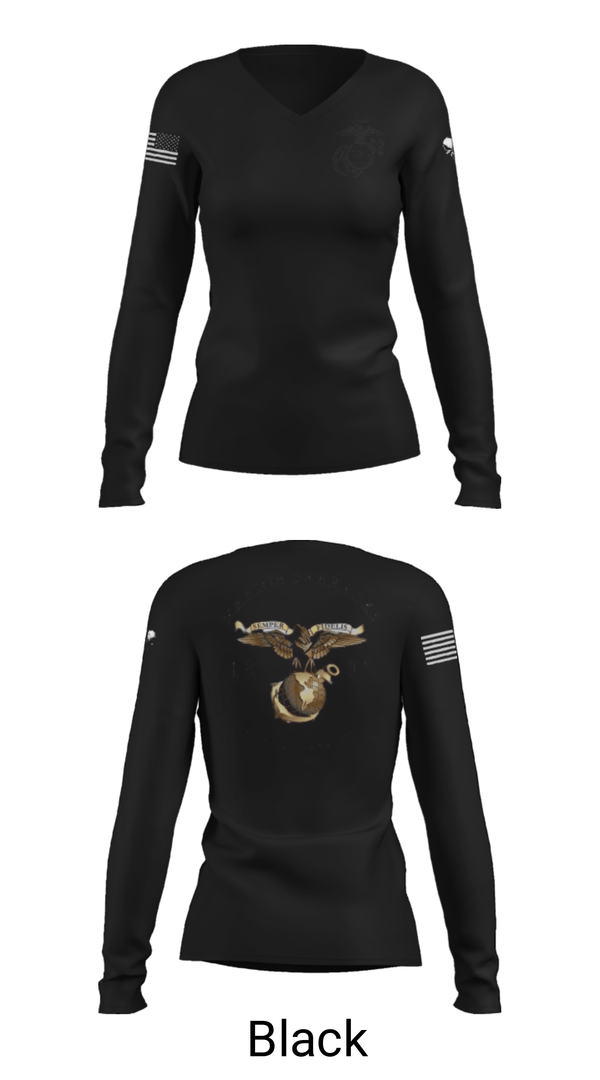 Women's Long Sleeve Vneck Shirt, , Marines, Teamtime, Team time, sublimation, custom sports apparel, team uniforms, spirit wear, spiritwear, sports uniforms, custom shirts, team store, custom team store, fundraiser sports, apparel fundraiser